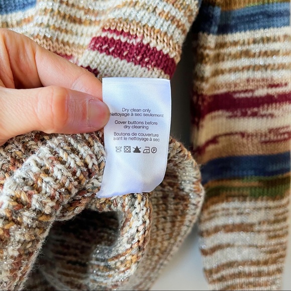 Veronica Beard Sohani Metallic Space-Dyed Cotton Sweater Size XS Shoulder Button - Picture 10 of 12